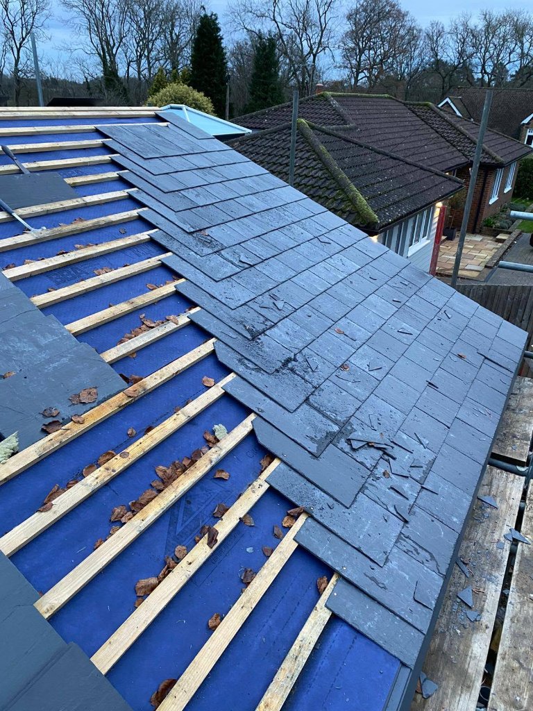 Natural slate roof installed by Bumblebee Roofing specialists