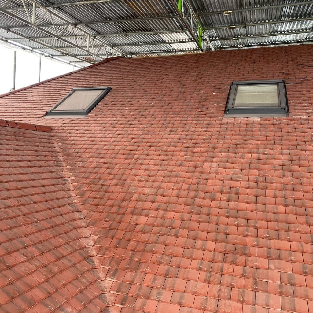 Timber roof structure and rafters during re-roofing project