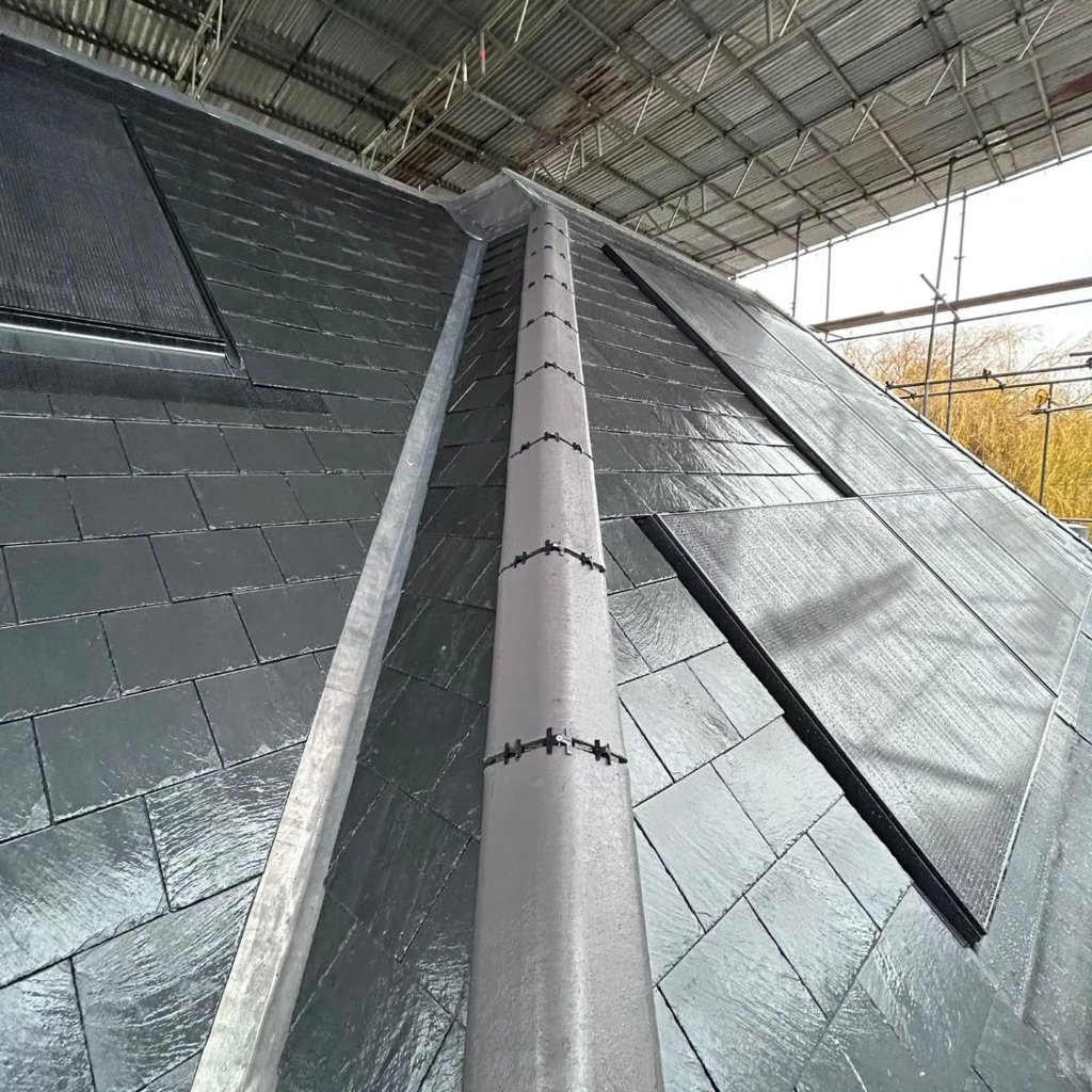 Slate roofing work in progress by Bumblebee Roofing team