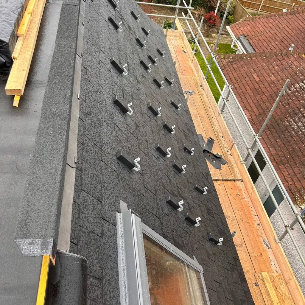 Flat roof GRP fibreglass system installed by Bumblebee Roofing