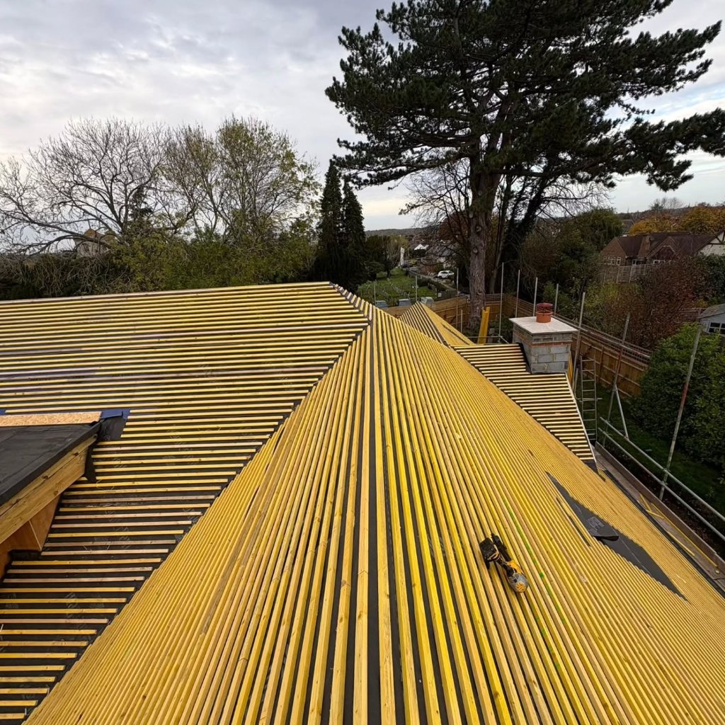 Roof battening and structure work during new roof installation