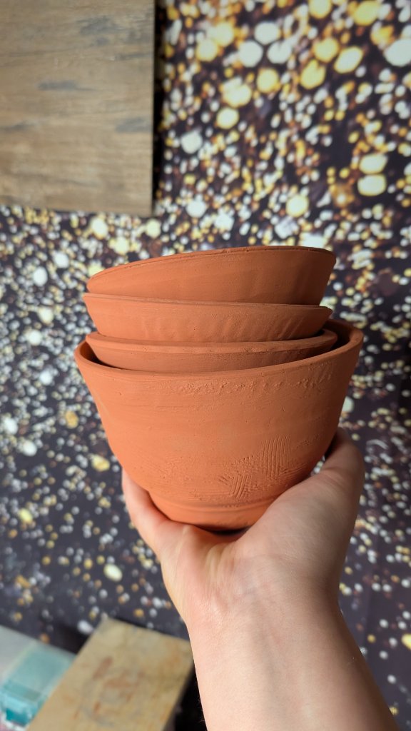 Stacked terracotta bowls