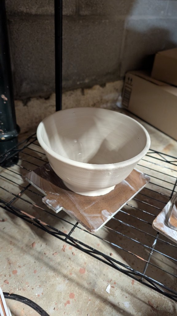 Handthrown bowl on wire rack
