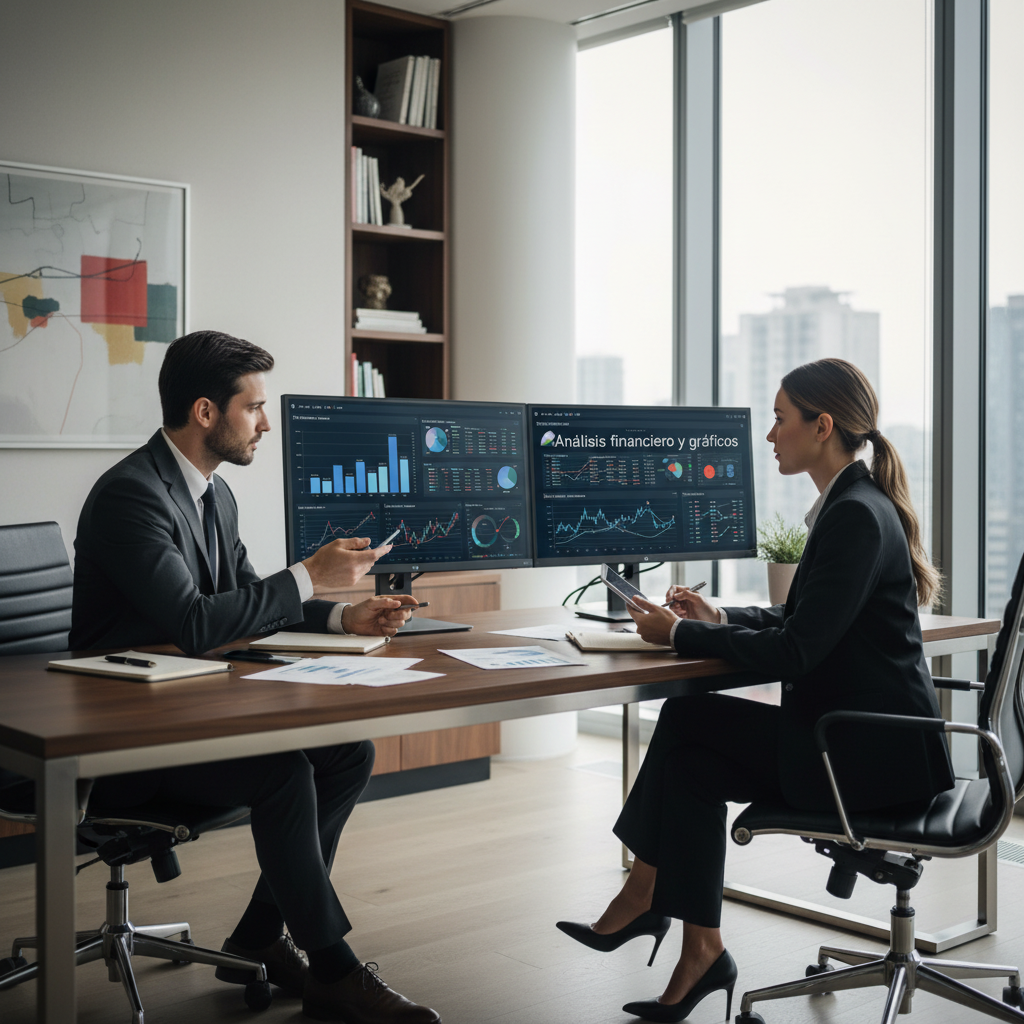 Equipo profesional discutiendo estrategia financiera