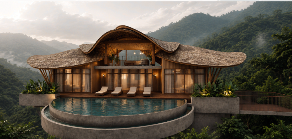 Lobby lounge — organic forms and natural light