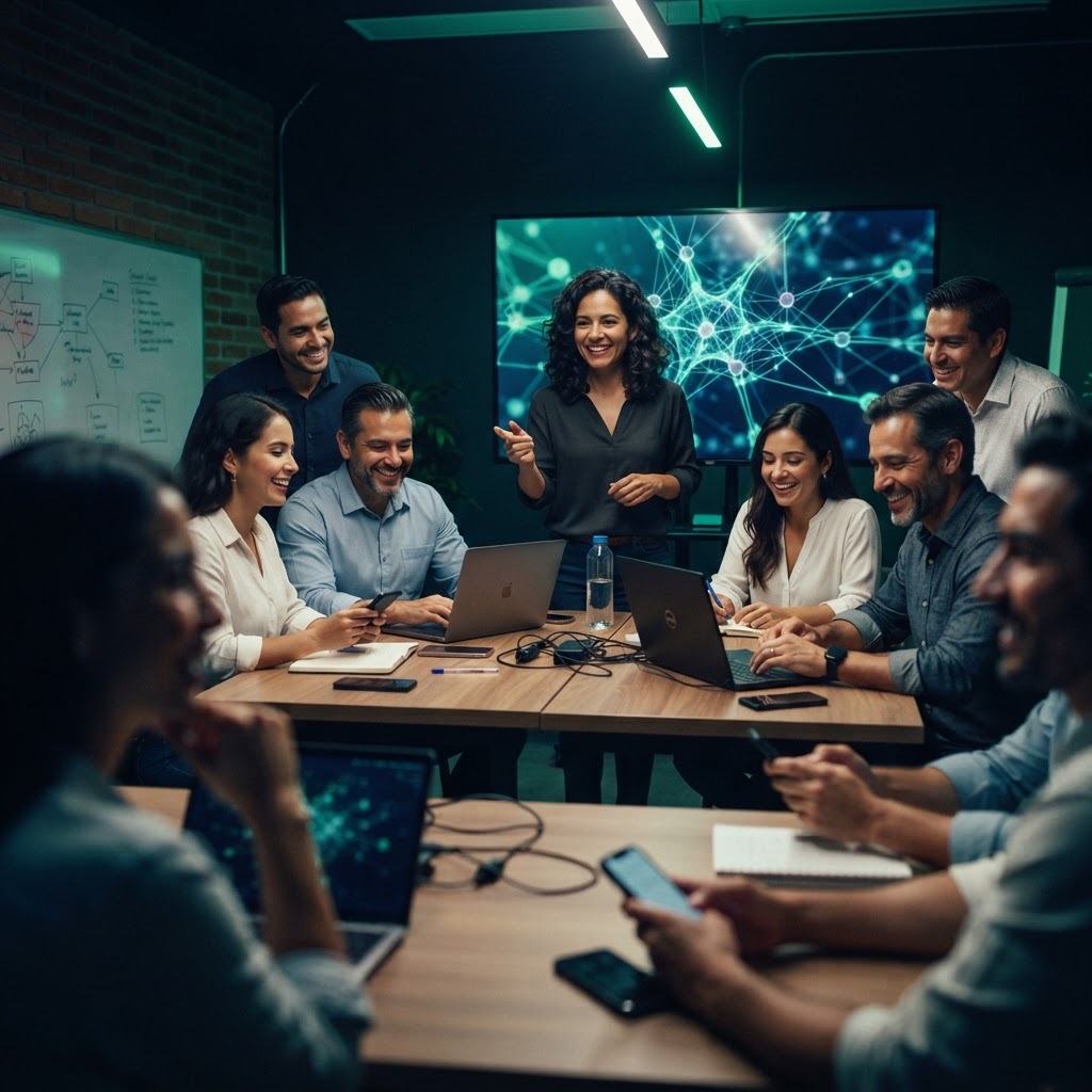 Grupo de adultos aprendiendo inteligencia artificial
