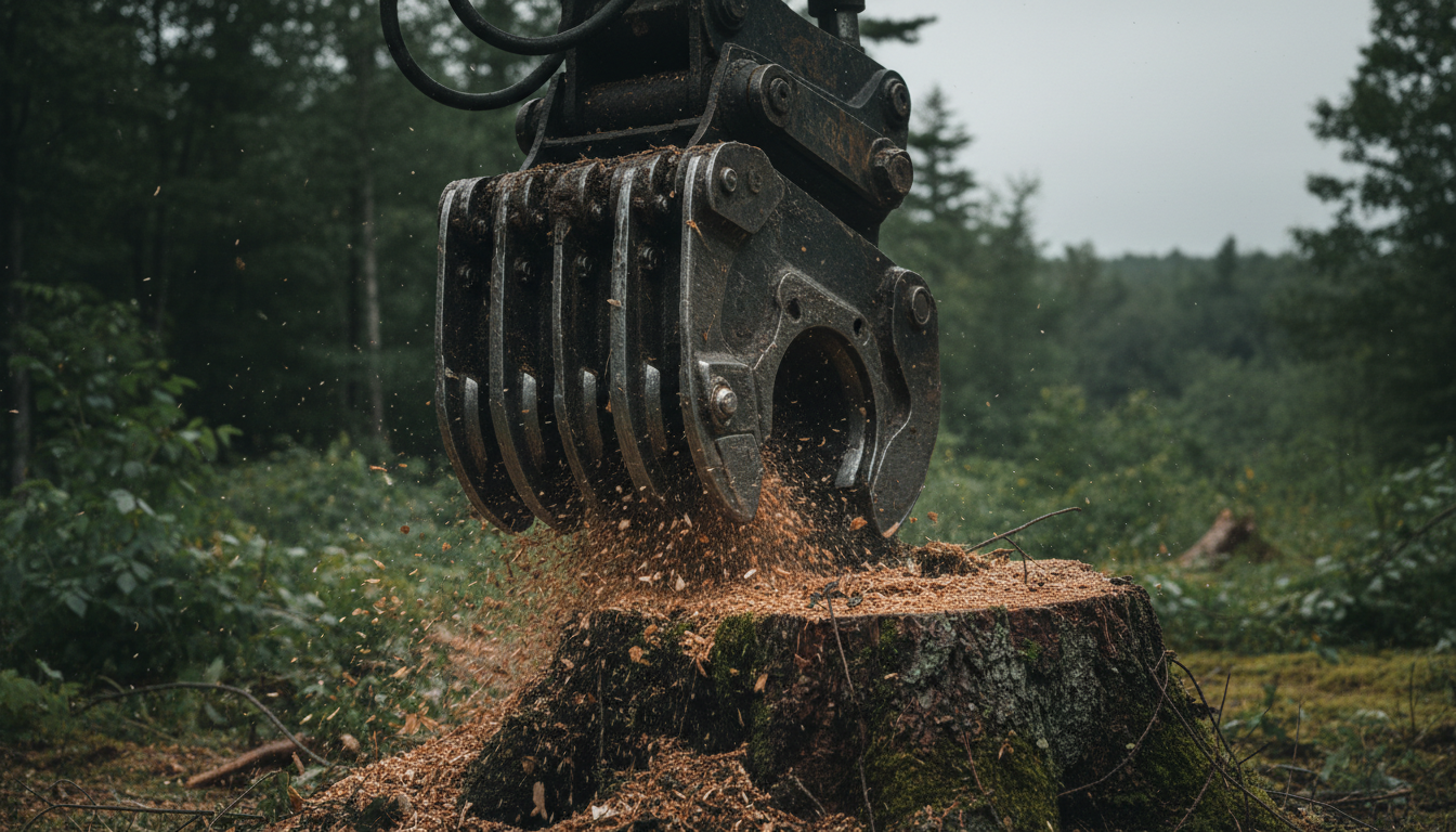 Heavy-duty forestry mulcher clearing land in Connecticut