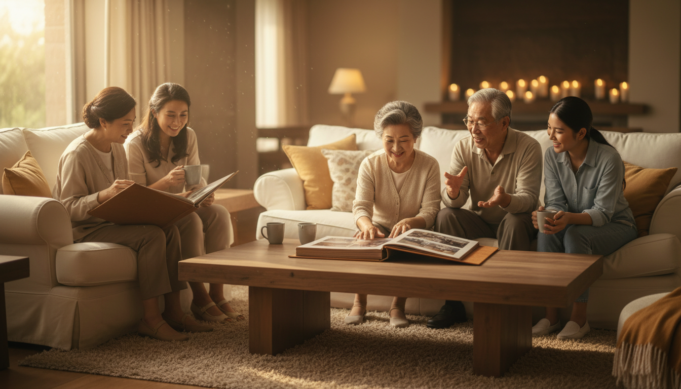 Family sharing memories together