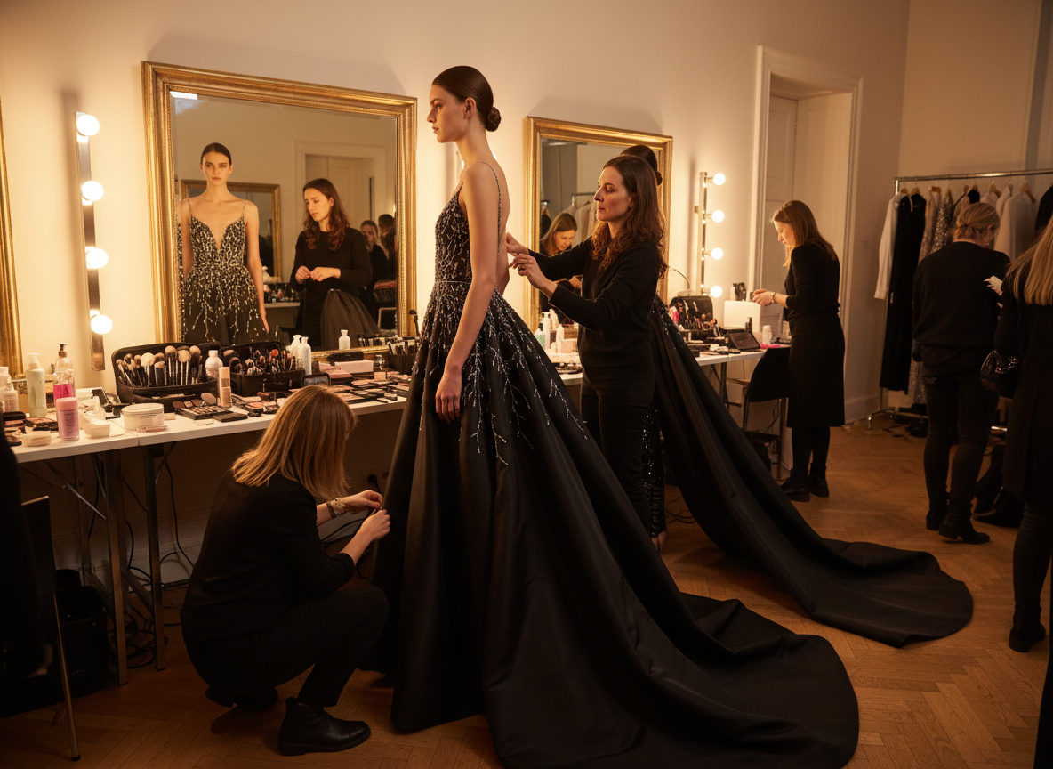 Behind the scenes at a luxury fashion show