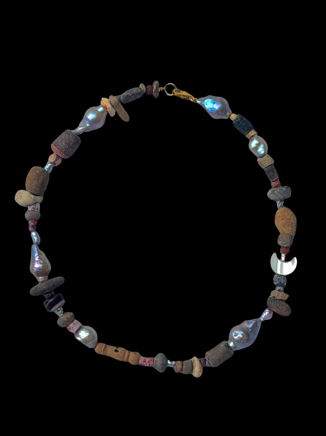 Baroque Pearl & Crescent Choker