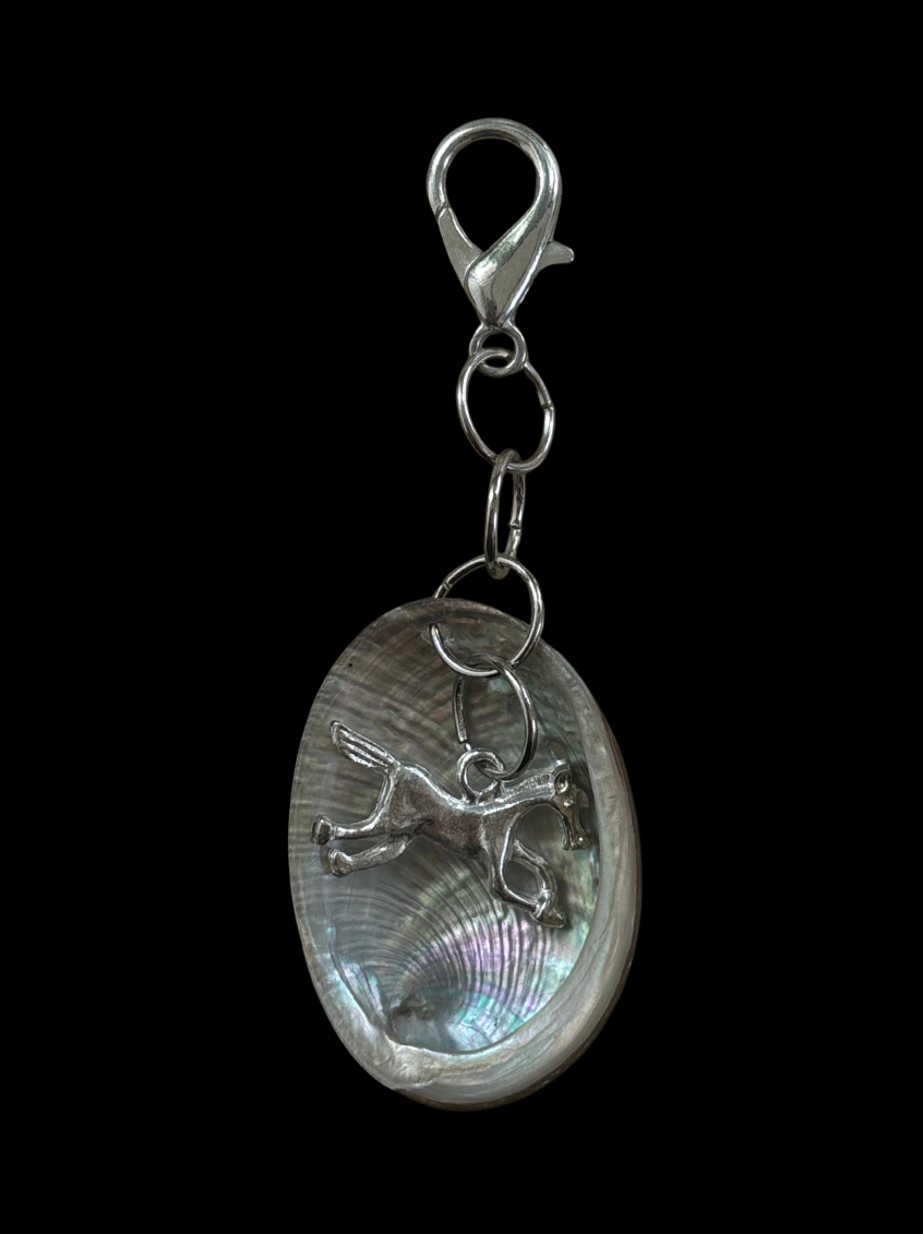 Abalone Shell & Horse Charm Keyring
