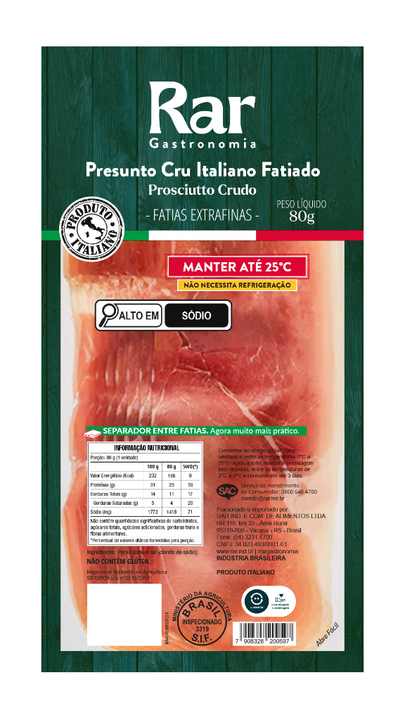 Presunto Cru Fatiado 80g Interfol a Vácuo CX 2,4kg