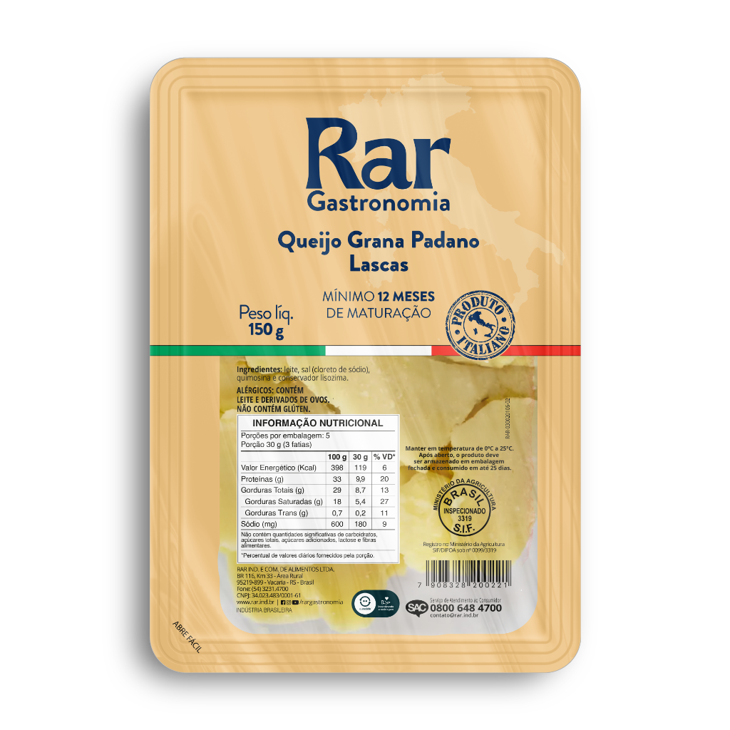 Queijo Grana Padano Lascas 150g CX 3kg