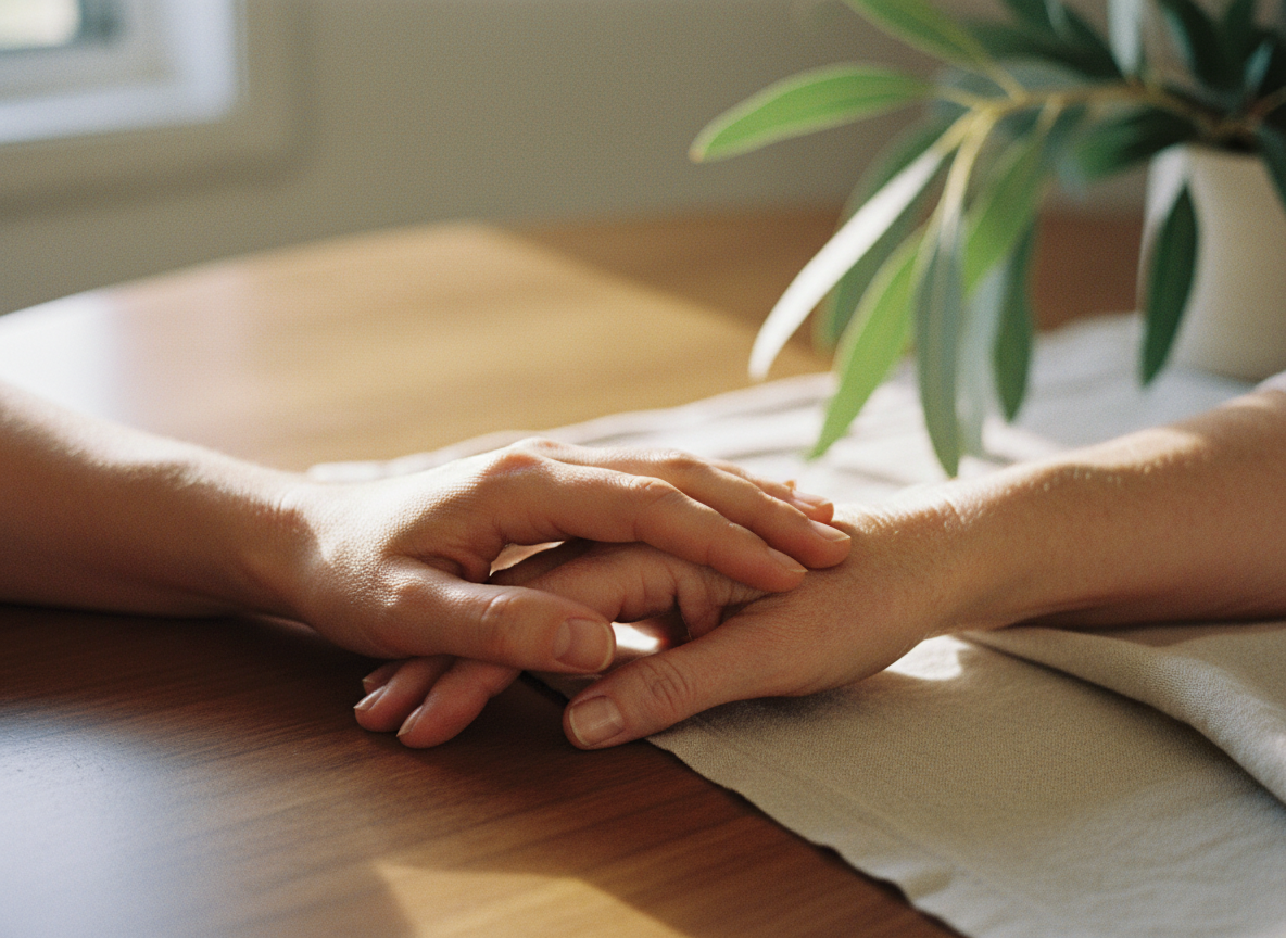Caring hands representing trust and support
