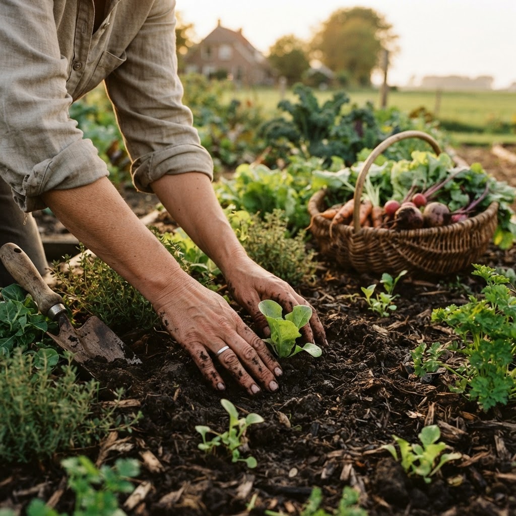 Handen in de aarde — werken in de moestuin