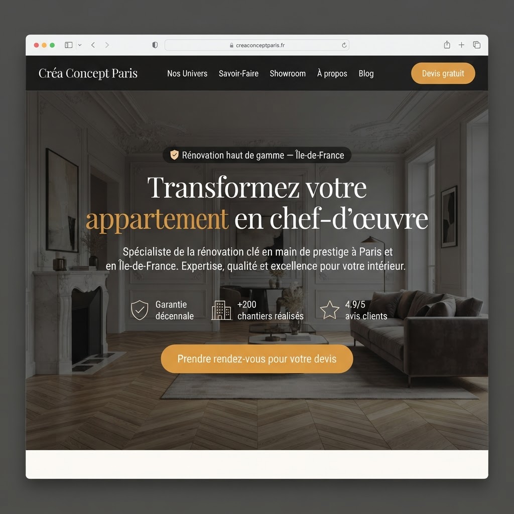 Capture d'écran du site Créa Concept Paris