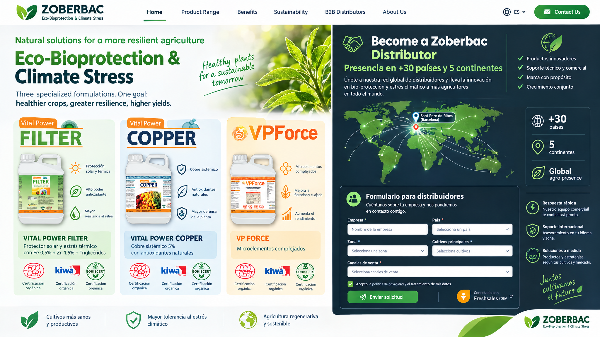 VITAL POWER FILTER, COPPER y VP FORCE con sellos Ecocert/Kiwa + Formulario «Become a Distributor»