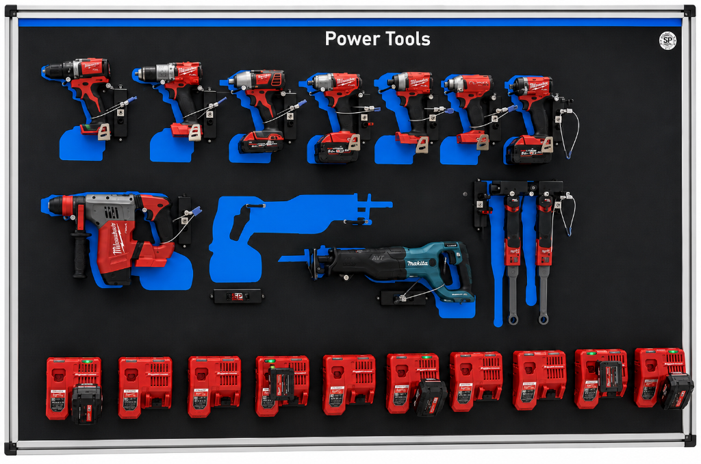 KeyTidy shadow board — power tools control station