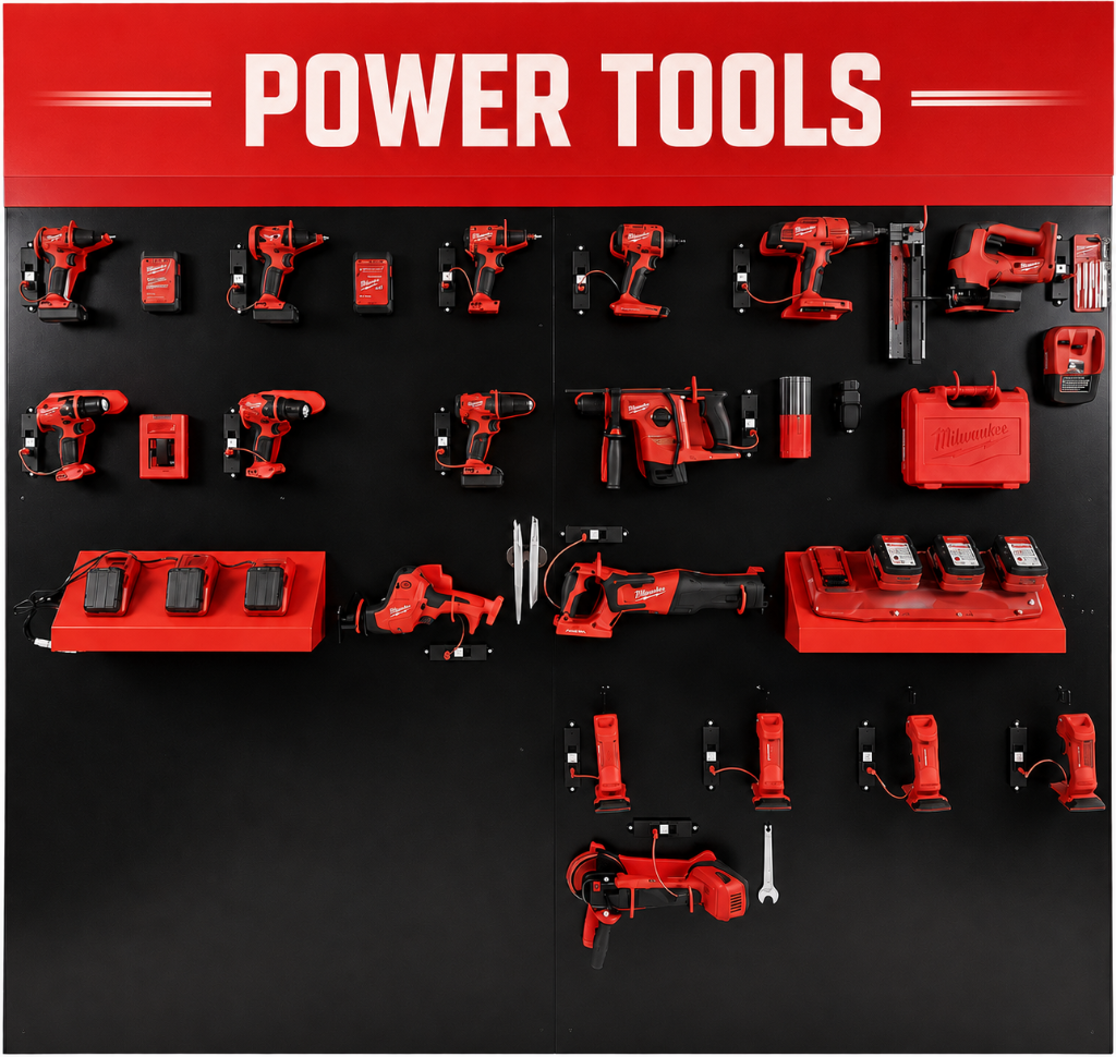 KeyTidy shadow board — cordless tools control station