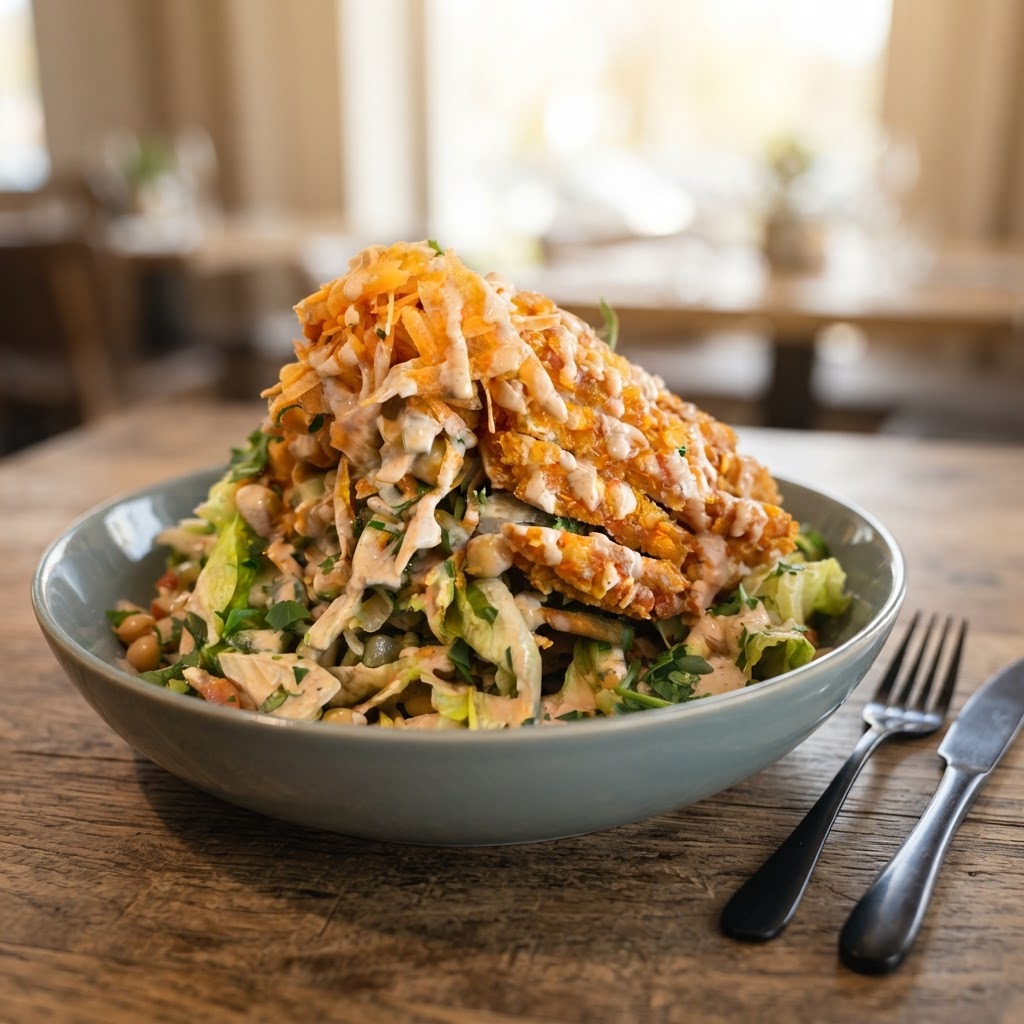 Salatbowl mit Schnitzelstreifen