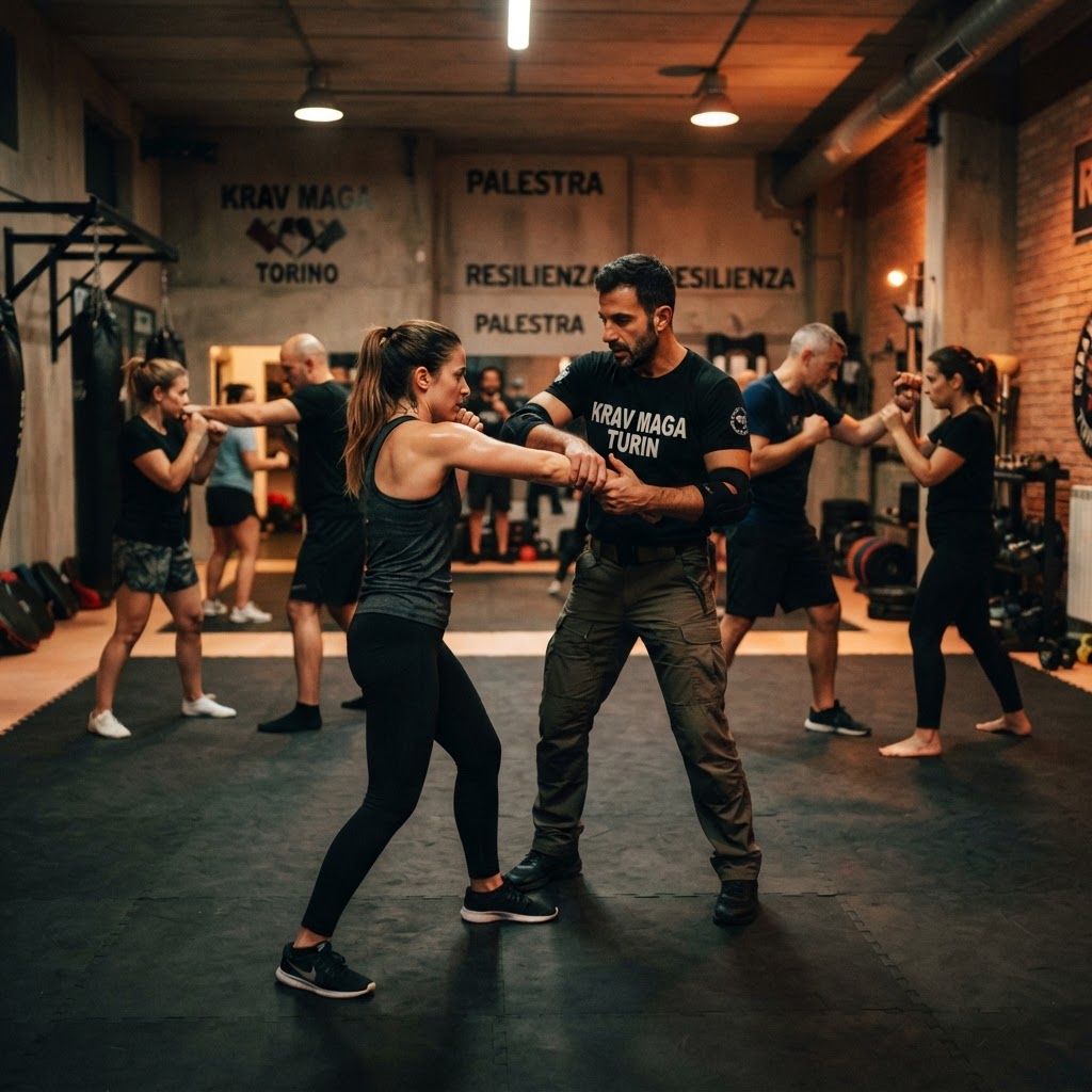 Corso di difesa personale professionale Krav Maga a Torino — allenamento realistico con il Maestro Alessandro Pintaldi