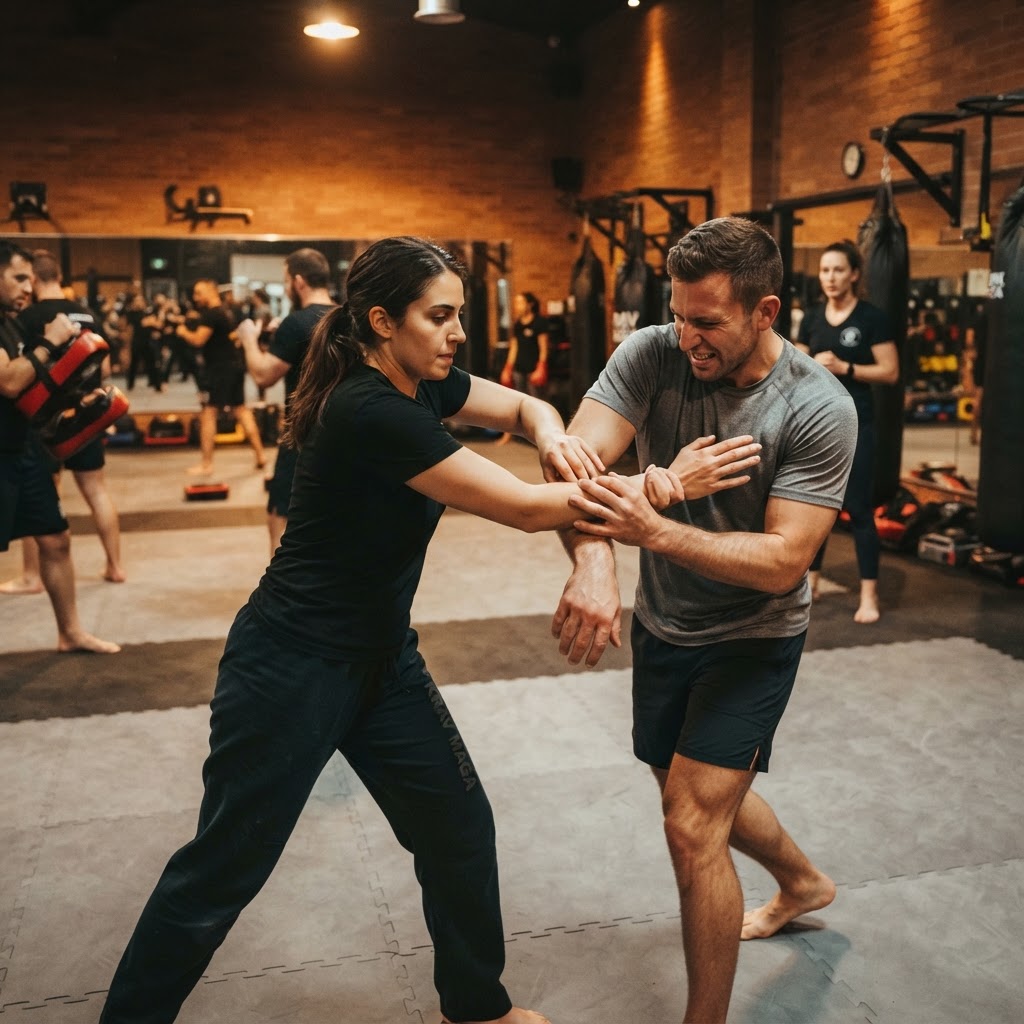 Corso di autodifesa donne Torino — donna che si libera da una presa al polso durante un allenamento di Krav Maga