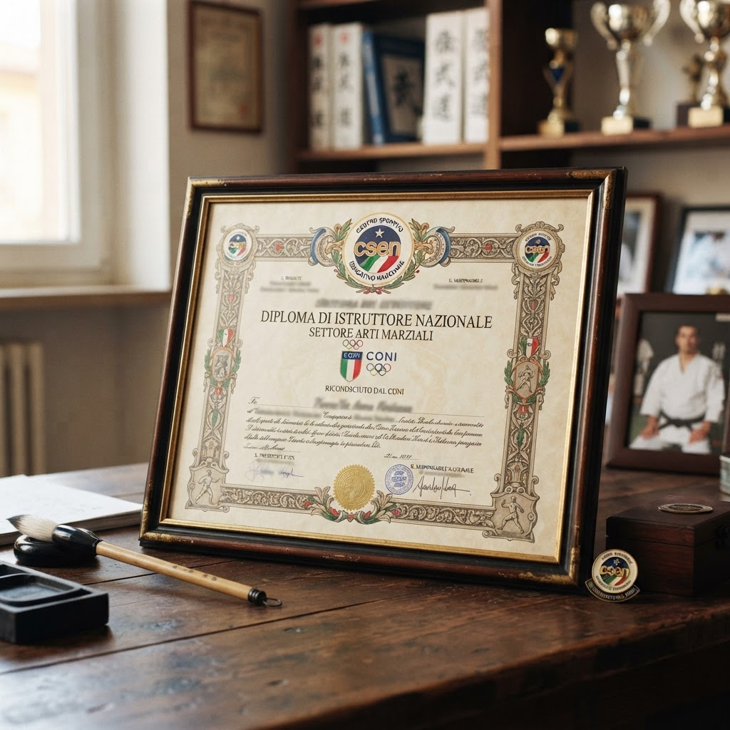 Diploma ufficiale CSEN per istruttore di Krav Maga — certificato nazionale riconosciuto CONI e Ministero dell'Interno
