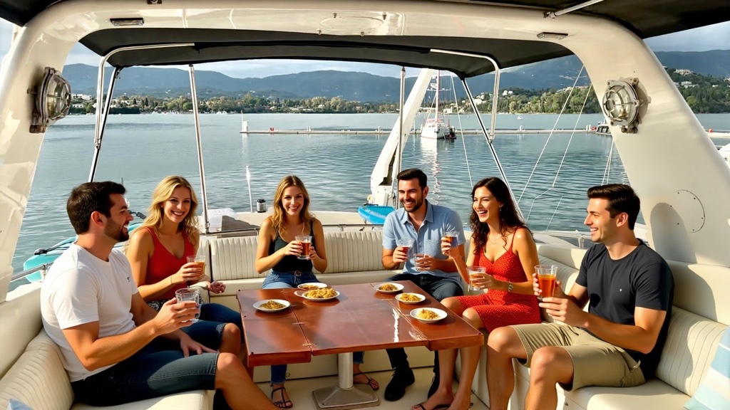 Guests on the flybridge