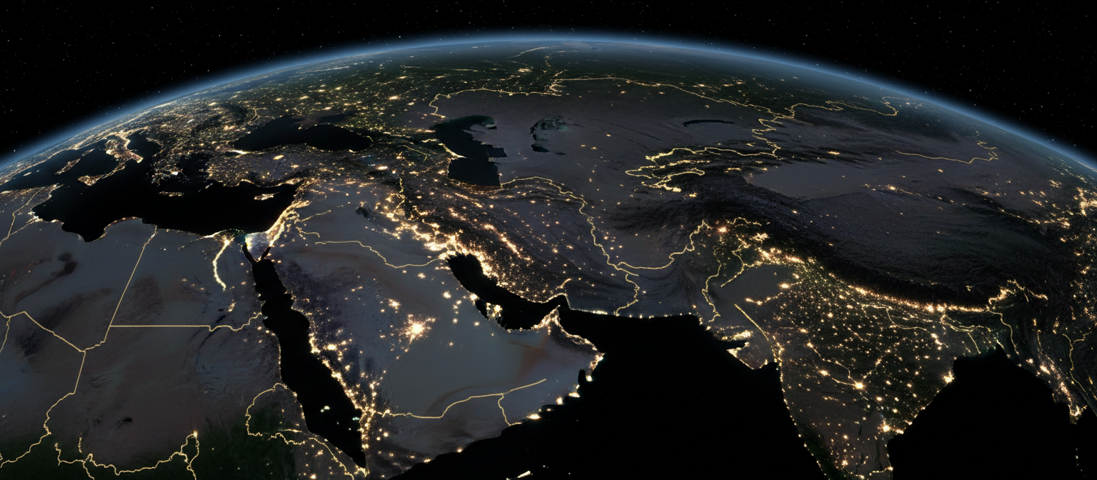 Satellite view of South Asian region