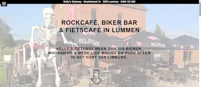 Screenshot website Kelly's Getaway rockcafé biker bar Lummen