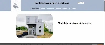 Screenshot website Benibouw containerwoningen modulair bouwen