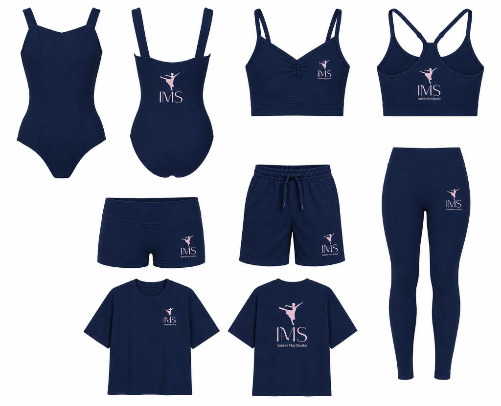 Isabella May Studios Uniform — Leotards, Shorts, Leggings and Crop Tops