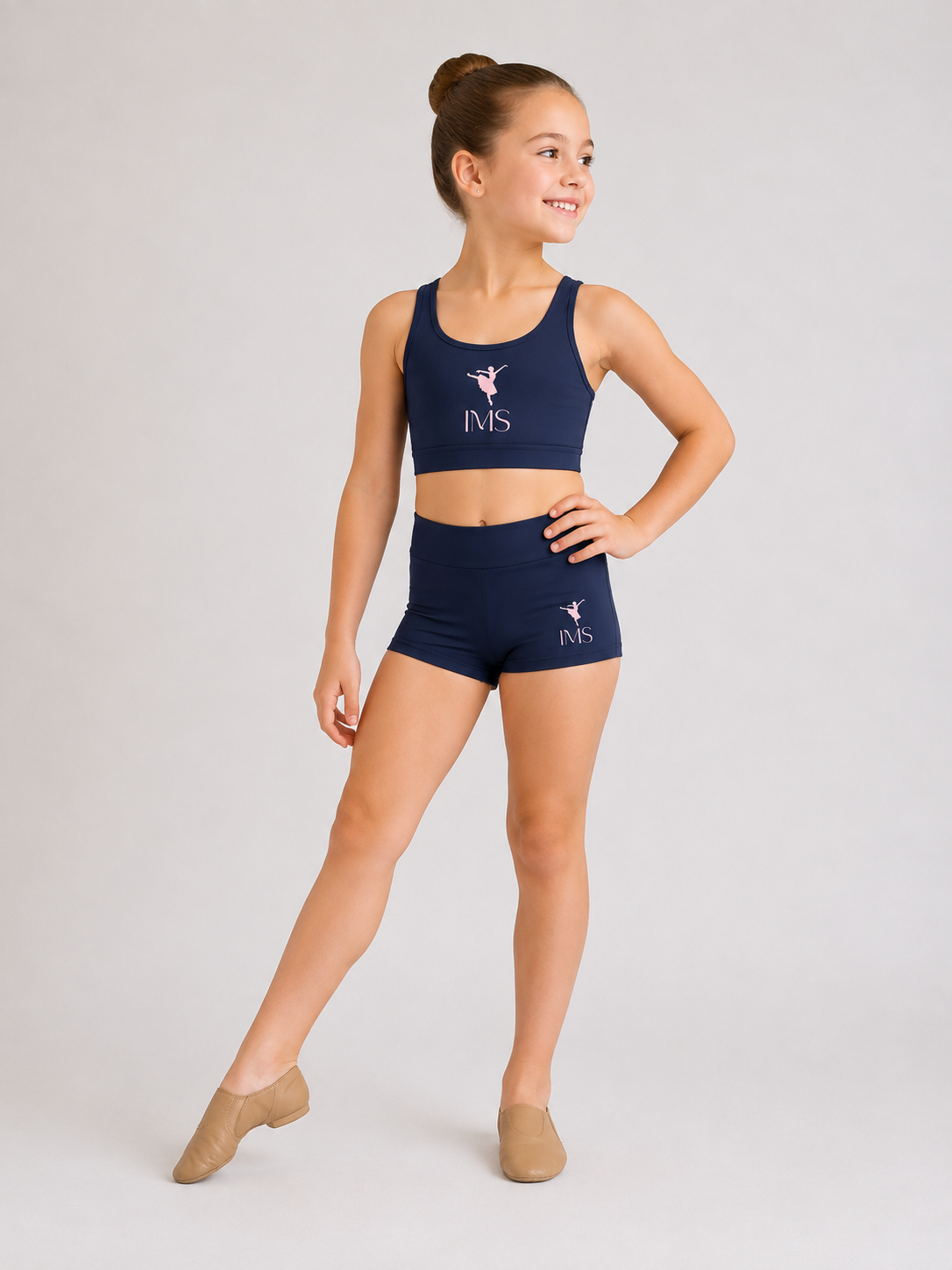 Navy sports crop top and shorts