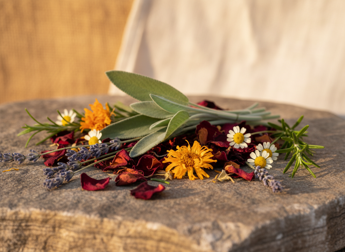 Fresh and dried medicinal herbs for yoni steaming