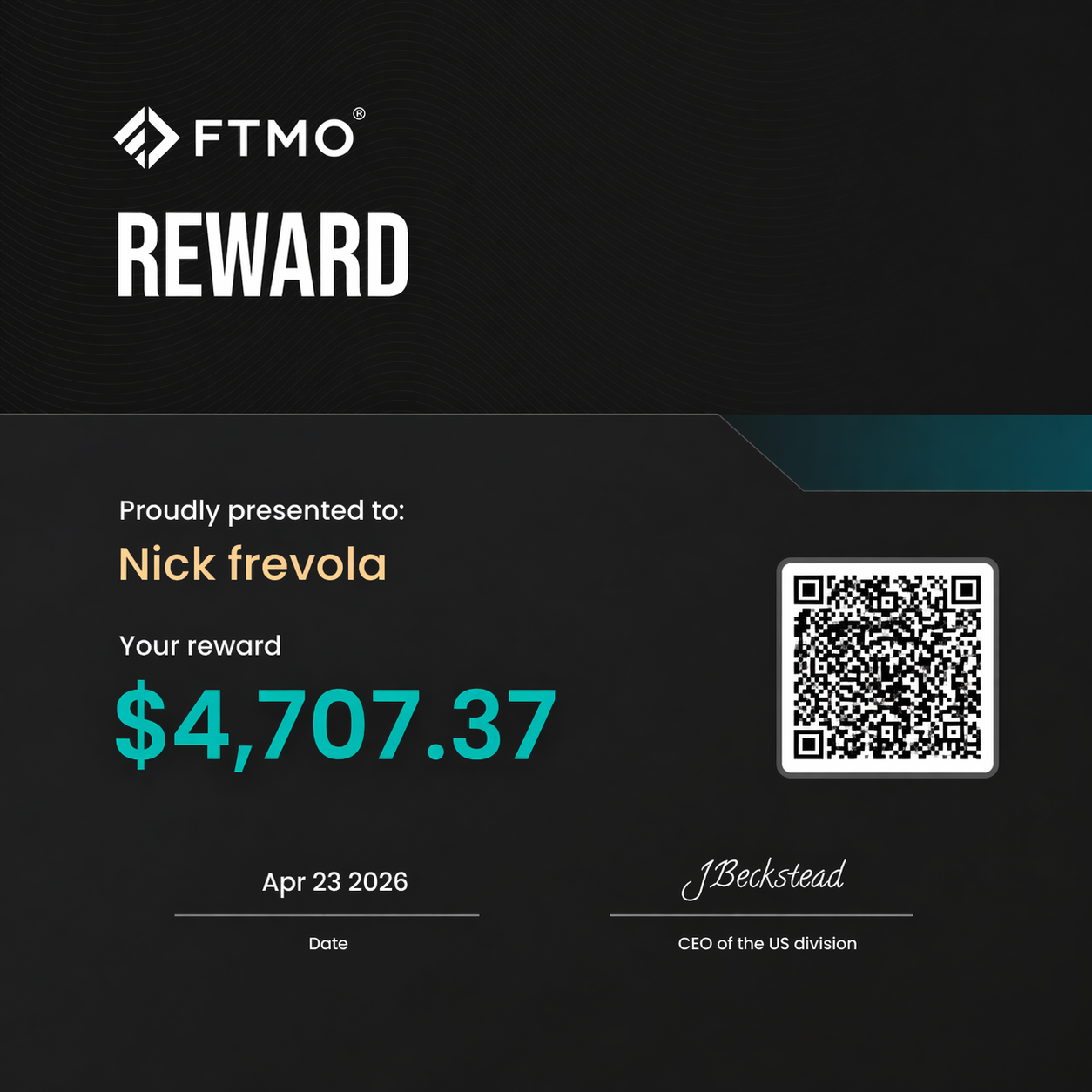 FTMO — Nick Frevola · $4,707