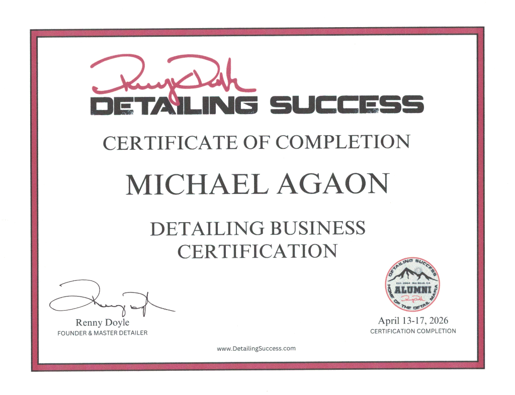 Detailing Business Certification