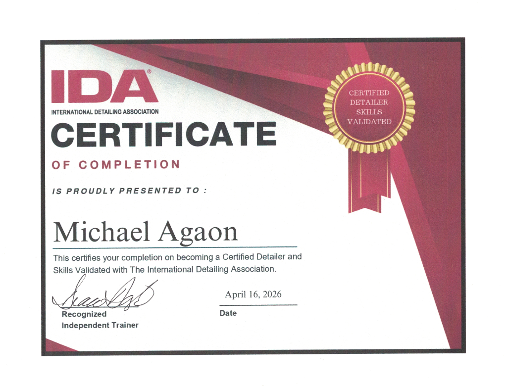 IDA Certified Detailer — Skills Validated