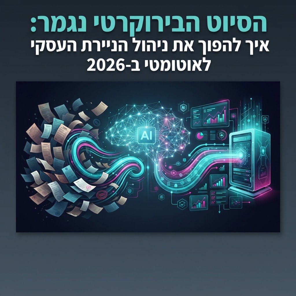 איור המחשה למאמר: הסיוט הבירוקרטי נגמר: איך להפוך את ניהול הניירת העסקי לאוטומטי ב-2026