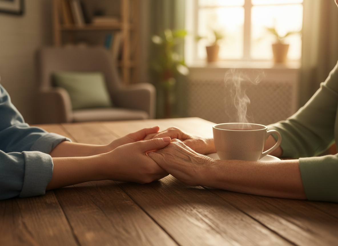 Caring hands in a home setting