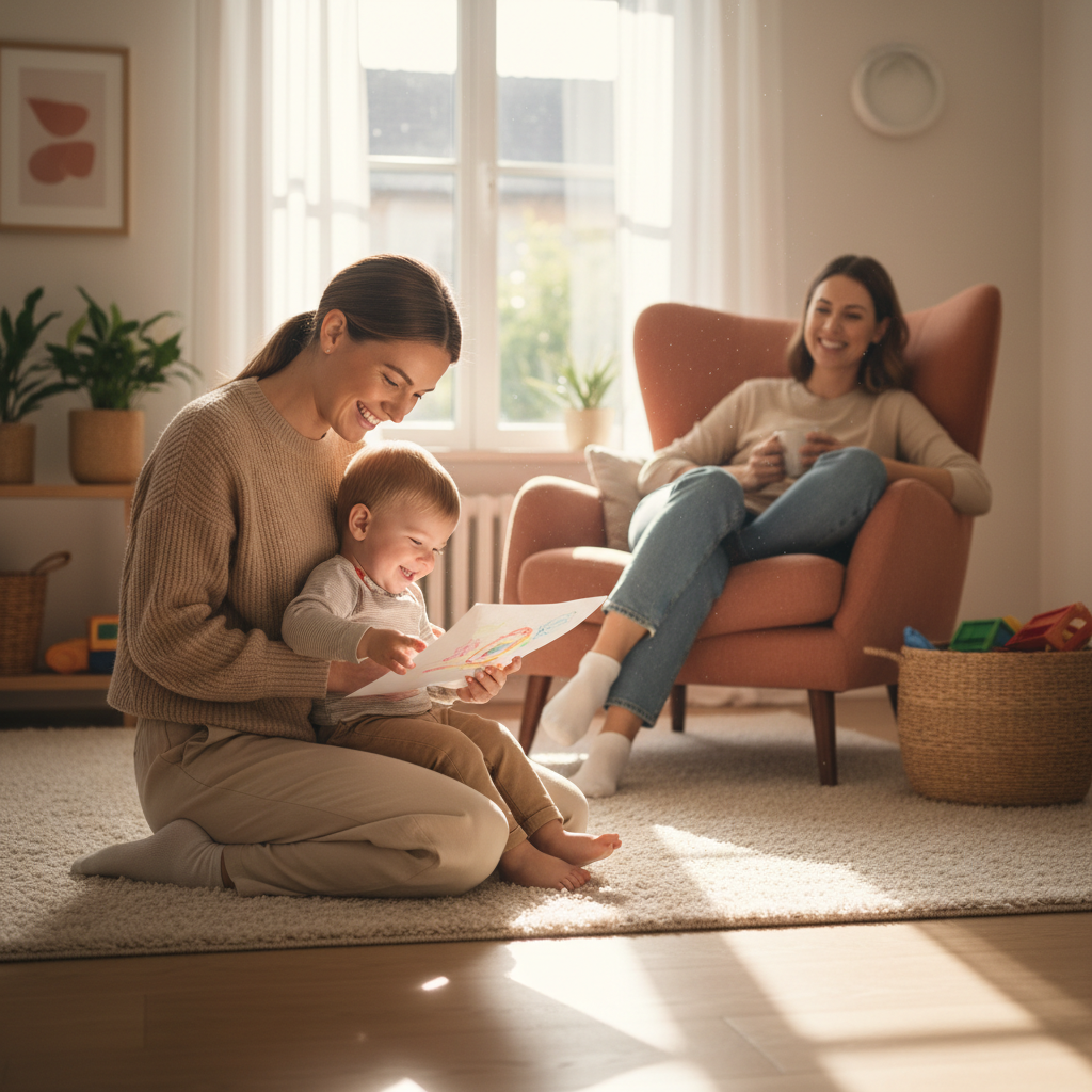 A caregiver helping a family at home