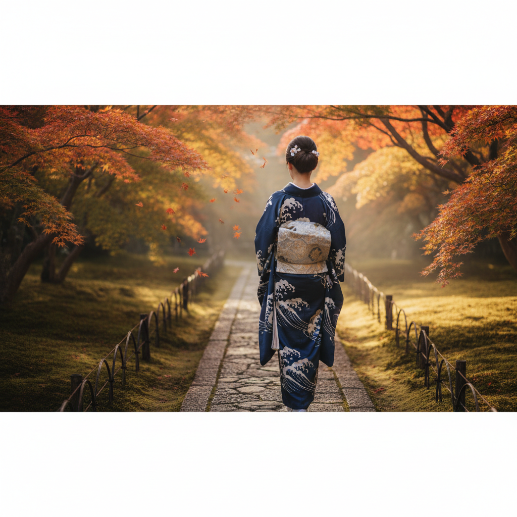 Taisho-era kimono draped in soft natural light — KimonoHaus archive