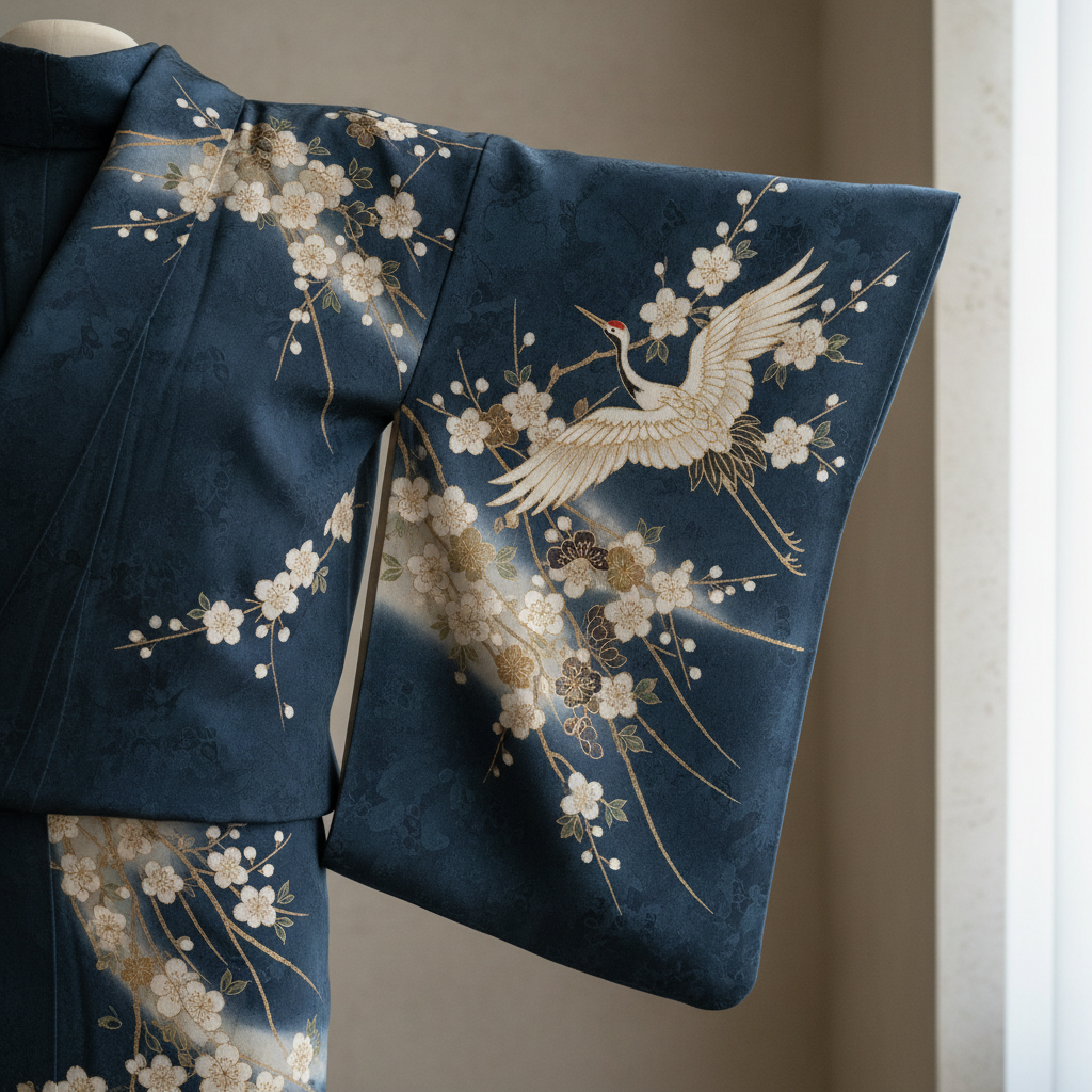 Antique silk kimono sourced from Japanese flea markets and estate sales