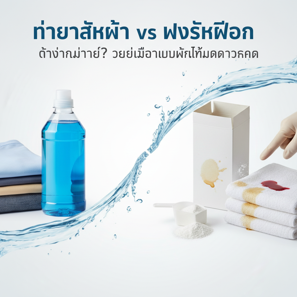 "น้ำยาซักผ้า vs ผงซักฟอก" ต่างกันอย่างไร? ควรเลือกแบบไหนให้เหมาะกับคราบ