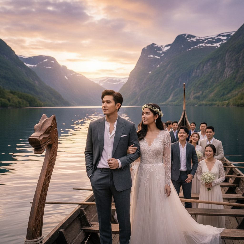 เปิดลุคแรก ณเดชน์-ญาญ่า ในงานแต่งที่นอร์เวย์ ล่องเรือไวกิ้งบรรยากาศสุดโรแมนติก