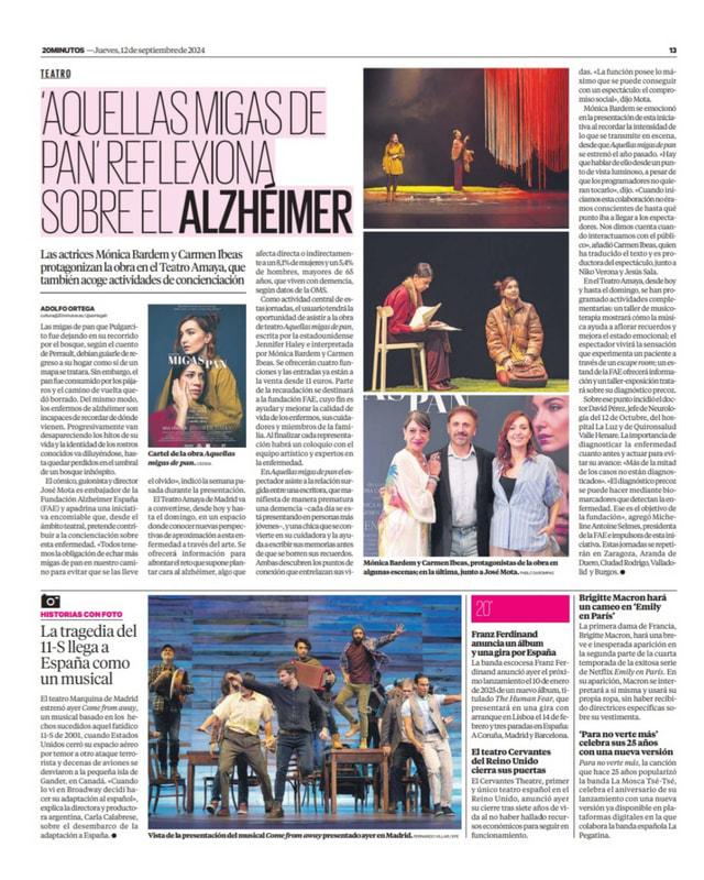 20 Minutos – Aquellas Migas de Pan reflexiona sobre el Alzheimer