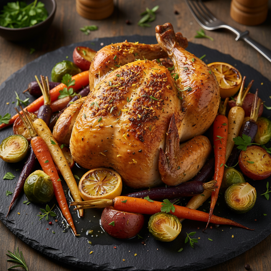 Herb-Crusted Lemon Chicken with Roasted Vegetables