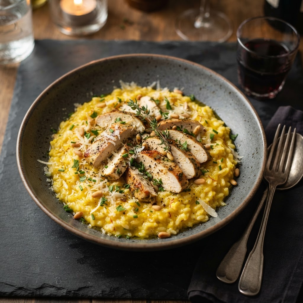 Saffron Infused Chicken Risotto