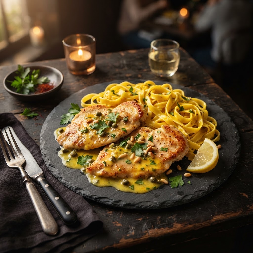 Saffron-Infused Chicken Piccata