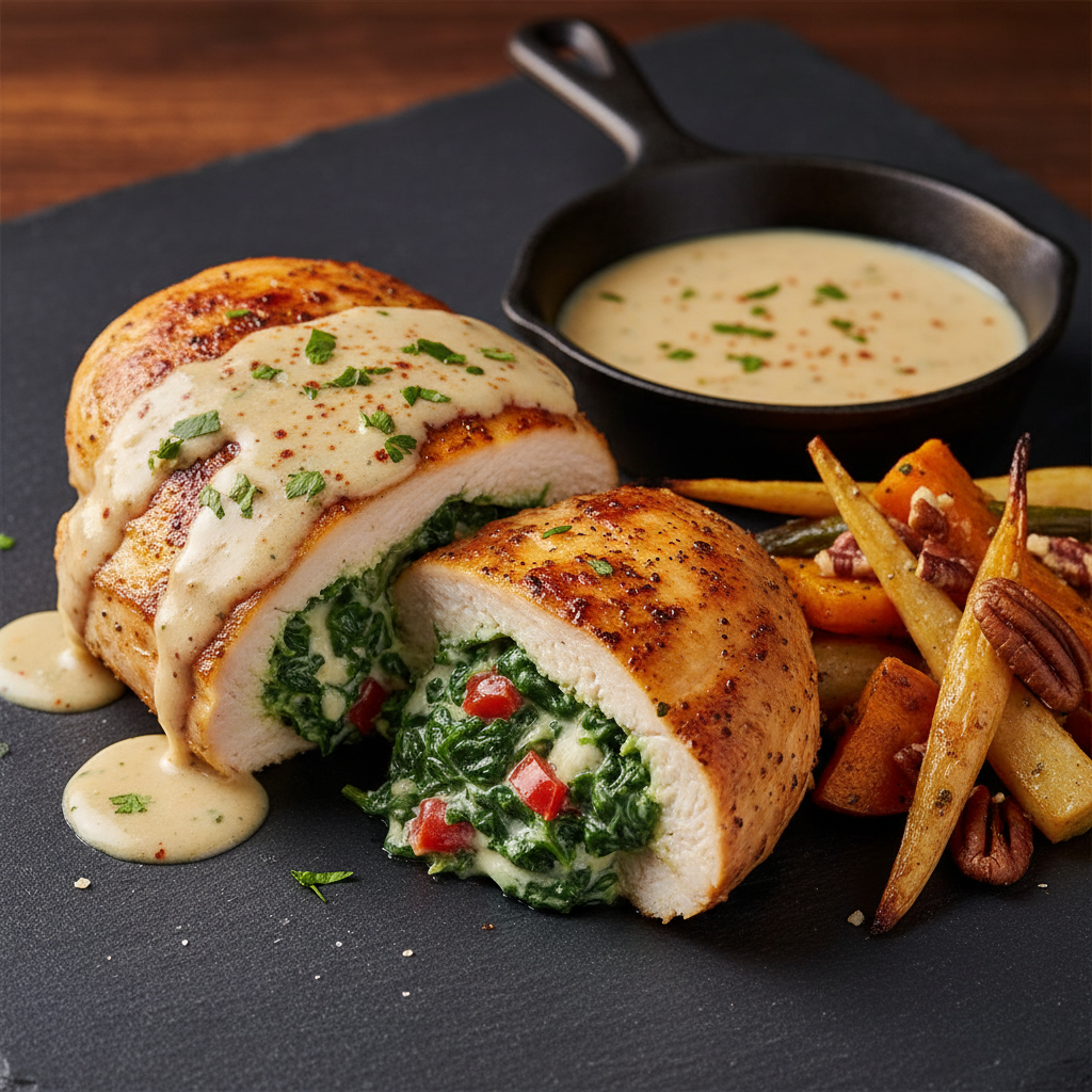 Southern Spinach and Cream Stuffed Chicken Breast