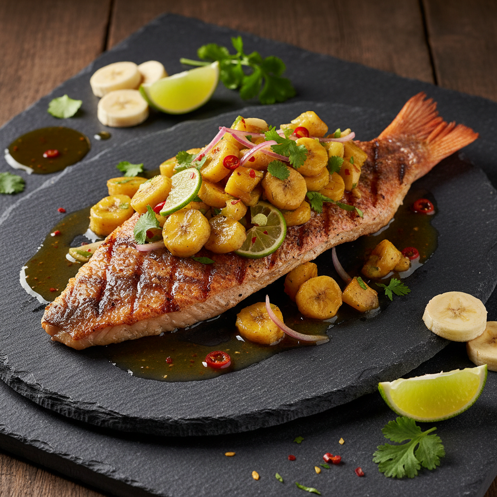 Seared Red Snapper with Banana-Lime Salsa